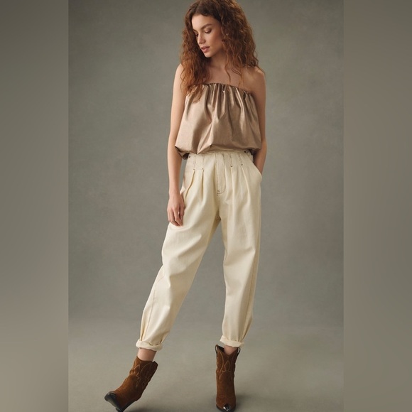 Anthropologie Tops - NWT Anthropologie Faux-Leather Strapless Bubble Top